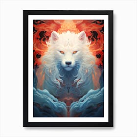 Wolf In Flames Art Print
