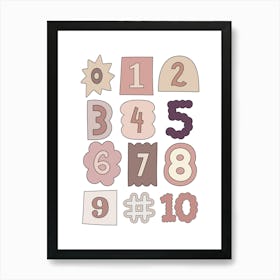 Kids Numbers Chart Pink Art Print