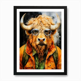 Bull In Glasses animal Art Print