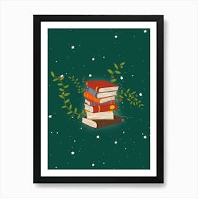 Magical Stack Of Books Art Print