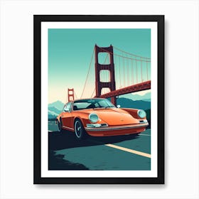 A Porsche 911 In The Pacific Coast Highway Car Illustration 3 Art Print