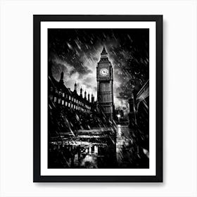 Big Ben In The Rain Art Print