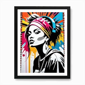 Graffiti Mural Of Beautiful Hip Hop Girl 52 Art Print