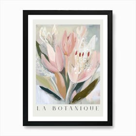 soft pastel botanicals print - modern floral series minimalist art in abstract realism for aesthetic interiors - contemporary wall art perfect for calm bedrooms, elegant offices, or nature inspired feminine decor 1 Art Print