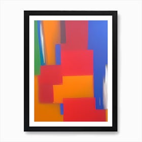 Vivid Colour Abstract Oil Blocks Orange Red Blue Blotches Art Print