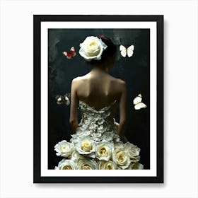 Wedding Dress With Butterflies Art Print