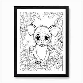 Line Art Jungle Animal Tarsier 1 Art Print