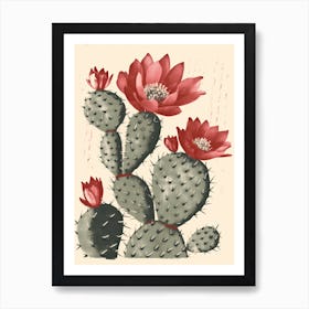 Big Cactus Vintage Illustration Art Print