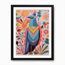 Colourful Scandi Bird Pigeon 1 Art Print