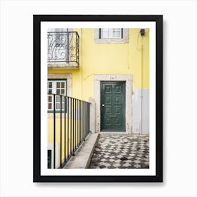 Yellow House At Alfama Lisbon Art Print