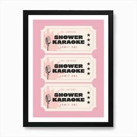 Shower Karaoke - Pink Bathroom Art Print