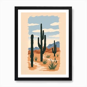 Desert Cactus Landscape Illustration 3 Art Print
