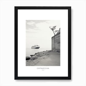 Poster Of Civitavecchia, Italy, Black And White Photo 1 Art Print