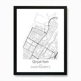 Qiryat Yam,Israel Minimalist Map Art Print