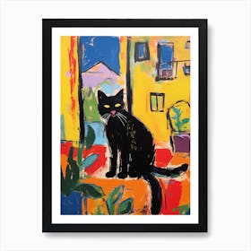 Painting Of A Cat In Rabat Morocco 1 Art Print