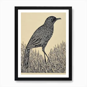 Kiwi Linocut Bird Art Print