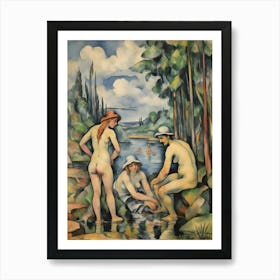 Three Nude Women In The Bath Art Print