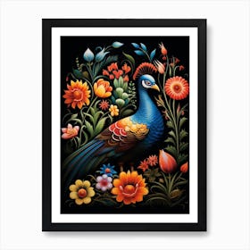 Folk Bird Illustration Pheasant 3 Art Print