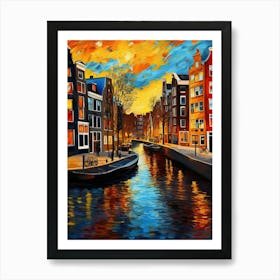 Wall painting print, Amsterdam, Netherlands, landscape art, Van Gogh style, fine art..221 Art Print