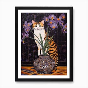 Crocus With A Cat 2 Art Nouveau Klimt Style Art Print