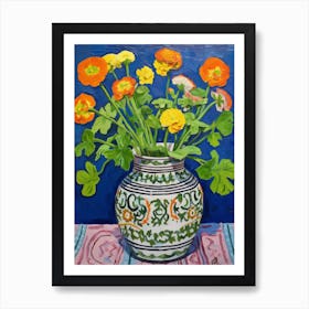 Flowers In A Vase Still Life Painting Portulaca 1 Art Print