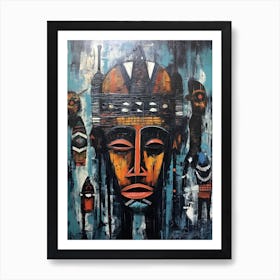 Intricate Mosaics: Exploring African Tribal Masks Art Print