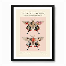 Velvet Butterflies Collection Pink Shades Butterfly William Morris Style 3 Art Print