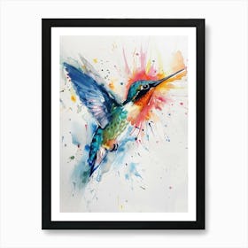 Hummingbird Colourful Watercolour 4 Art Print