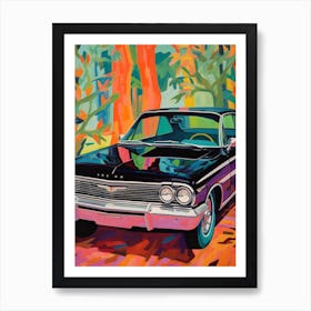 Chevrolet Impala Vintage Car Matisse Style Drawing Colourful Art Print