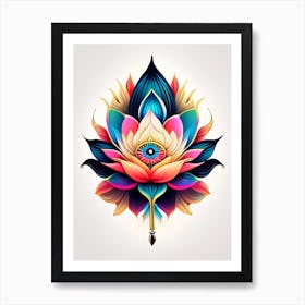 Lotus Flower, Symbol, Third Eye Tattoo 2 Art Print