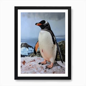 Adlie Penguin Petermann Island Oil Painting 3 Art Print