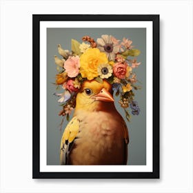 Bird With A Flower Crown American Goldfinch 2 Art Print