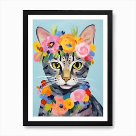 Egyptian Cat With A Flower Crown Painting Matisse Style 1 Art Print