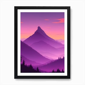 Misty Mountains Vertical Composition In Purple Tone 63 Art Print