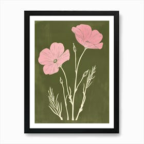 Pink & Green Forget Me Not 2 Art Print