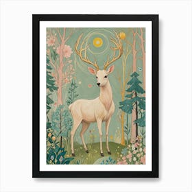 Deer In The Woods In Pastel Colours Art Print