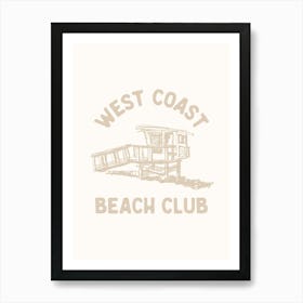 West Coast Beach Club - Illustrated - Beige Art Print