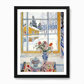 The Windowsill Of Rovaniemi   Finland Snow Inspired By Matisse 2 Art Print