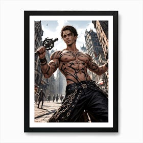 Muscular Barbarian Warrior with Sword. Art Print #15 Art Print