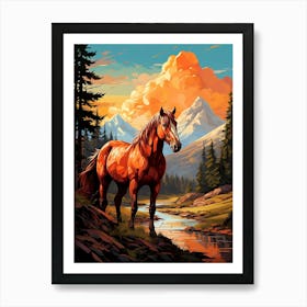 Horse In The Mountains Art Print