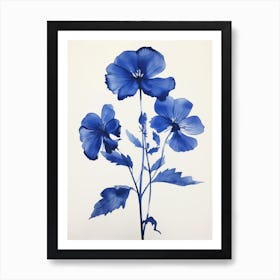 Blue Botanical Flax Flower Art Print