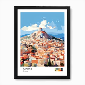 Athens, Greece, Geometric Illustration 1 Poster Art Print