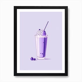 Blueberry Milkshake Dairy Food Minimal Line Drawing 3 Art Print