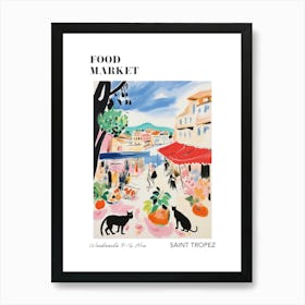 The Food Market In Saint Tropez 1 Illustration Poster Art Print