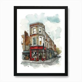 Lewisham London Borough   Street Watercolour 4 Art Print