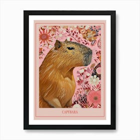 Floral Animal Painting Capybara 2 Poster Art Print