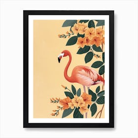 Andean Flamingo And Bougainvillea Minimalist Illustration 2 Art Print