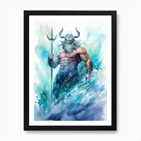  Watercolor Drawing Of Poseidon 1 Art Print