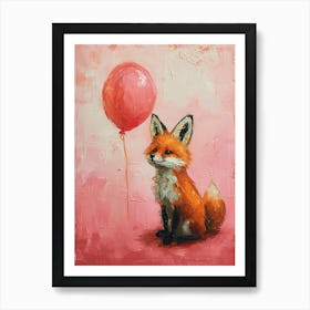 Cute Fox 3 With Balloon Art Print