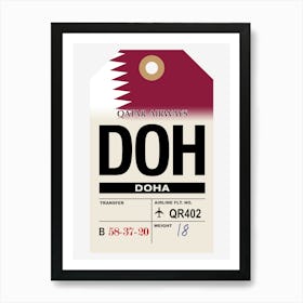 Doha (DOH) Qatar Vintage Airline Luggage Tag Art Print